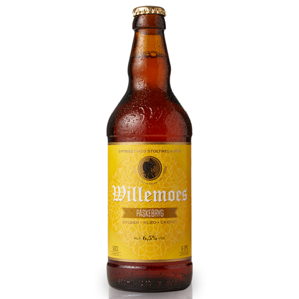 Willemoes Påskebryg fra Bryggeriet Vestfyen. En fyldig, undergæret og langtidslagret øl med en frisk og cremet smag af sød karamel og malt.